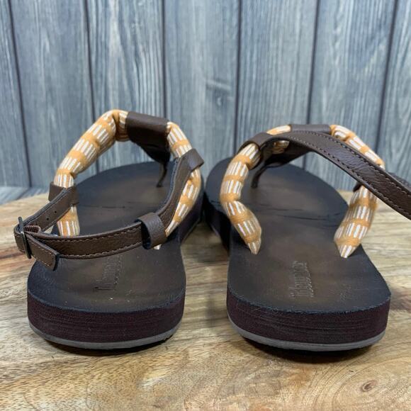 Tidewater Montauk Cabana Flip Flop Sandals Faux Leather Orange Cloth Wm 9 - Picture 5 of 9